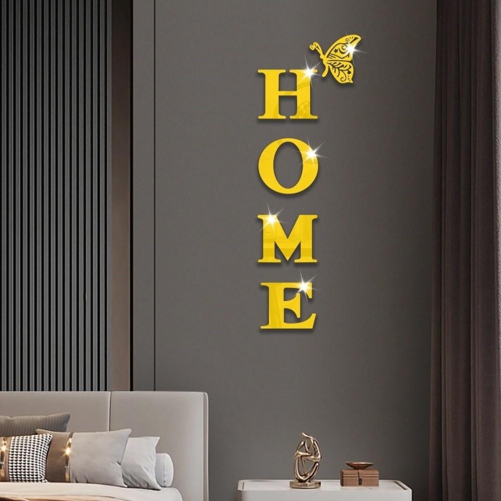 Fashion Home Logo 3D Mirror Wall Sticker Self-adhesive Peel and Stick Entrance Decoration Waterproof Home Decoration Room Decor