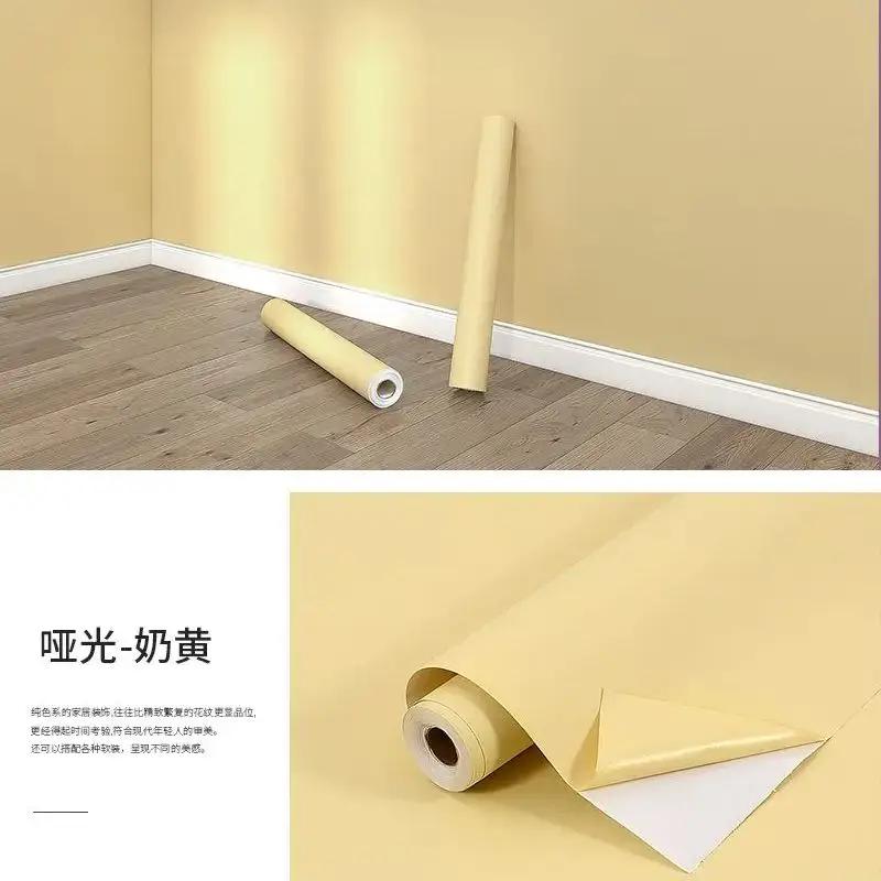 Korea Pink Waterproof Wallpaper Self-adhesive Home Bedroom Dormitory Room Wall Stickers Thickened Paste Table Cabinet Renovation