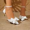 Fashion Elegant High Heels Shoes for Women Pointed Toe Party Shoe Spring Autumn Ankle Buckle Thin Heeled Bow Hollow Pumps Single Shoes