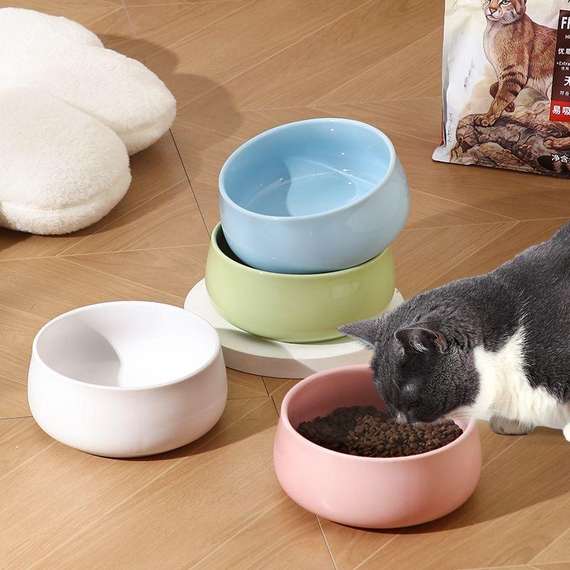 Buddha Series Ceramic Water Bowl for Cat And Dog, Overturn Proof Diagonal Anti Slip Large Capacity Tableware, Pet Supplies , 1Pc