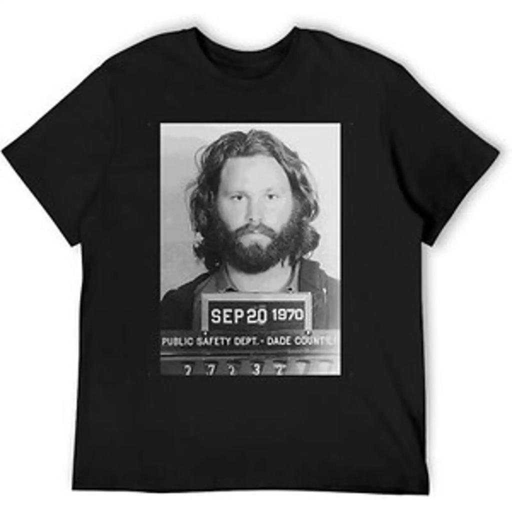 Jim Morrison Mugshot Poster Classic T Shirt Fans S 5xl Vintage Casual Graphic Streetwear Versatile