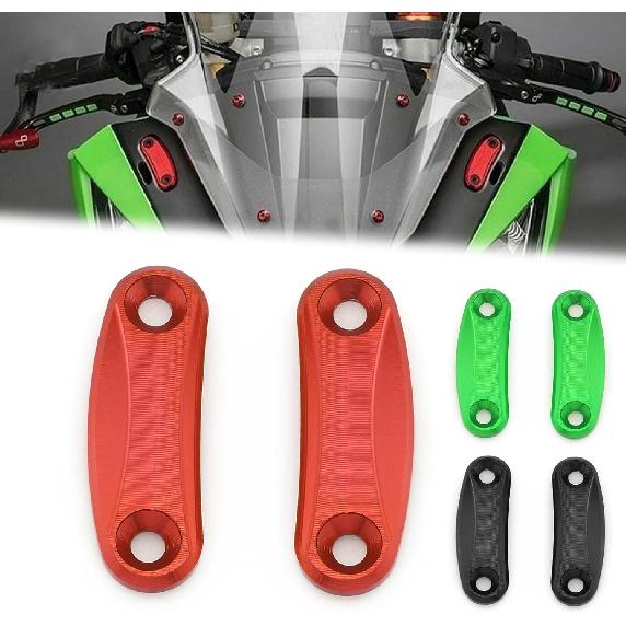 HEINMO Mirror Block Off Plates Mirror Hole Cover Cap Compatible With ZX10R ZX6R Nin'250 Nin'400 2016-2023 2024 CNC Aluminum (Black)