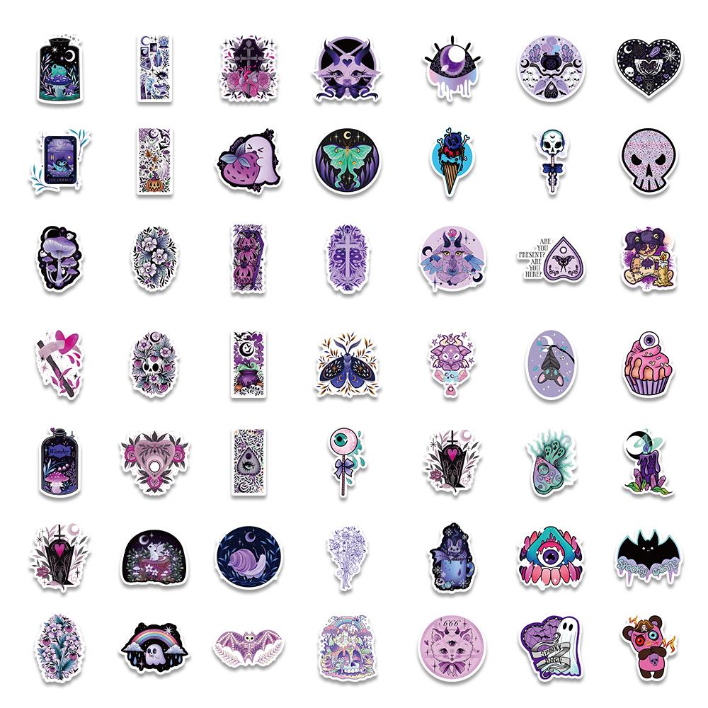 50 100Pcs Cute Cartoon Gothic Evil Witch Ghost Stickers Luggage Guitar Fridge Car Scooter Halloween Sticker Vinyl Decals