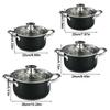 4Set Anti-Scratch Stainless Steel 20/22/24/26cm Stockpot Set with Glass Lid Tri-Ply Base Soup Cookware for All Kitchen Stove