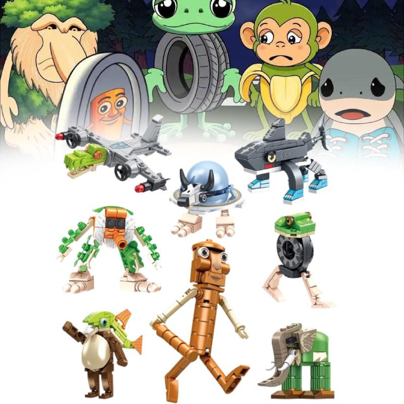 Tungtungsahur Wooden Stick Man Building Blocks Collectible Toy For Kids