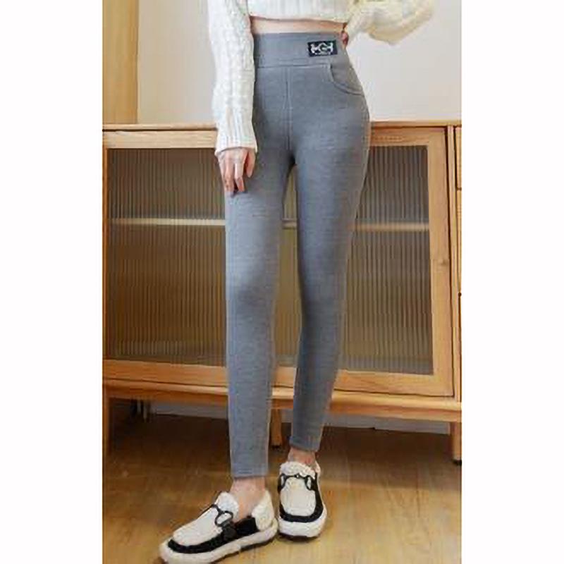 

Winter Women Leggings Warm Leggings Thicken Lambwool Hight Waist Fleece Keep Butt Lift Walking Pants Pocket XL сірий