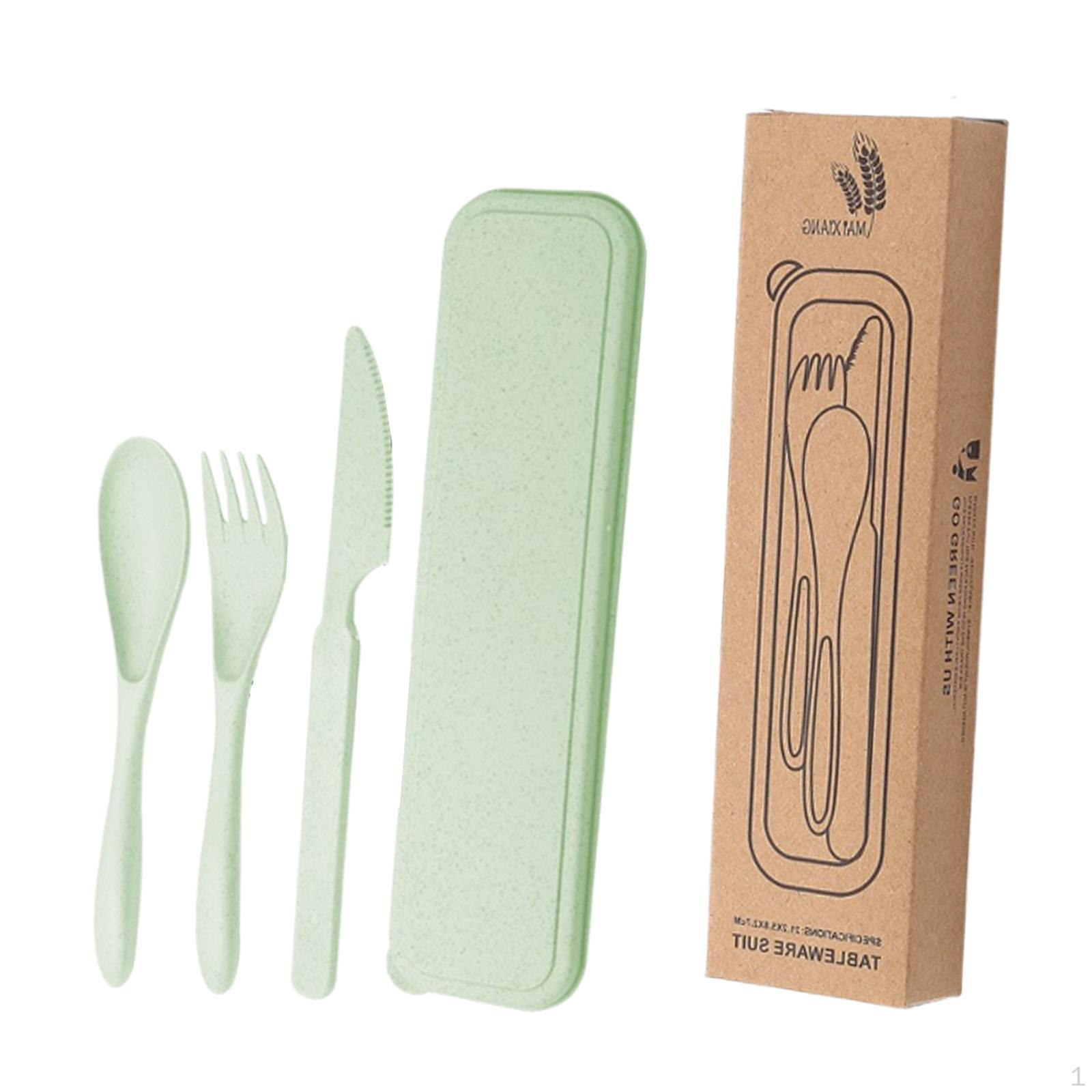 

Дорожный набор столовых приборов многоразового использования для отеля, ресторана на открытом воздухе, бежевый зелёный