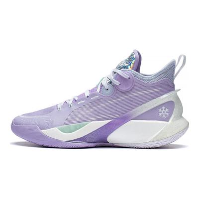 Sound Speed 10 Zeer Duurzame Ademende Mid-Top Basketbalschoenen Heren Sneakers Paars Wit ABAS145-6