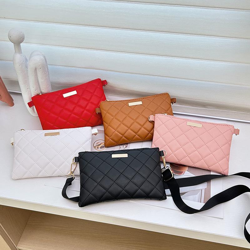 Geantă Mini Crossbody Casual pentru Femei - Design Versatil cu Grilaj Diamant Brodat pentru Telefon