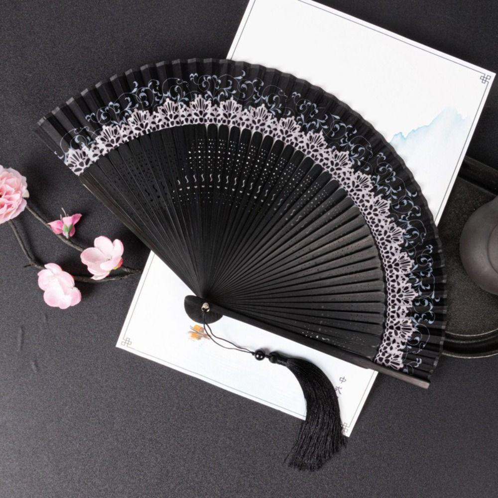 Silk Cloth Chinese Style Folding Fan Bamboo Material Bamboo Folding Fan  Hanfu Photography