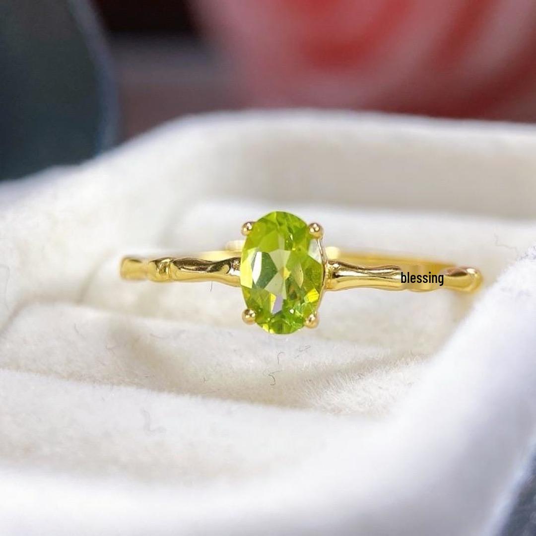 Women s Natural Peridot Ring - S925 Silver Fashion Jewelry