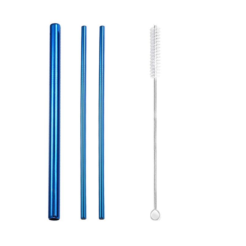 3Pcs Rainbow Color Reusable Metal Straws with Cleaning Brush 304 Stainless Steel Drinking Straws for Smoothie Milkshake Drinks