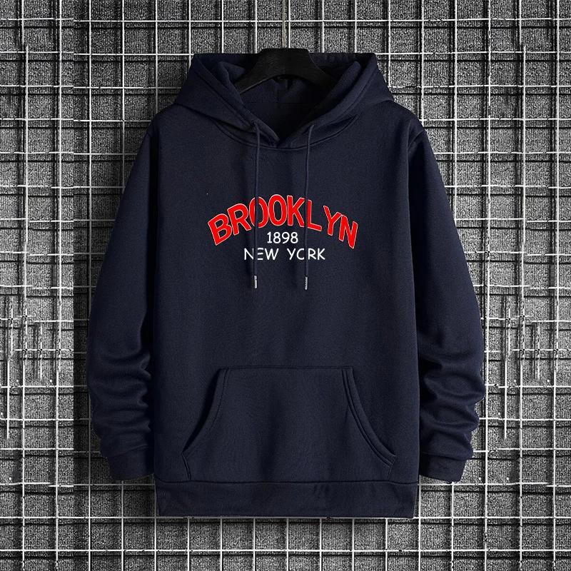 Brooklyn Print Hoodies for Man Autumn Winter Hot Sale High Quality Hooded Sweatshirt Home Outdoor Casual Sport Warm Pullover