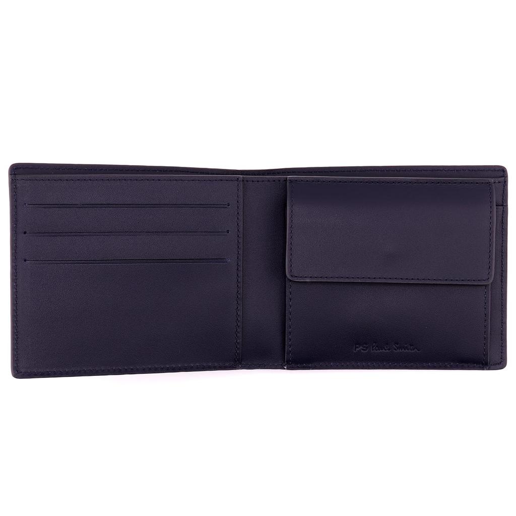 Paul Smith Bifold Wallet with Coin Cowhide Includes Care Set 843774 P043 Purse, Leather, Men's Gift, Cloth, (No Personalization, Navy)