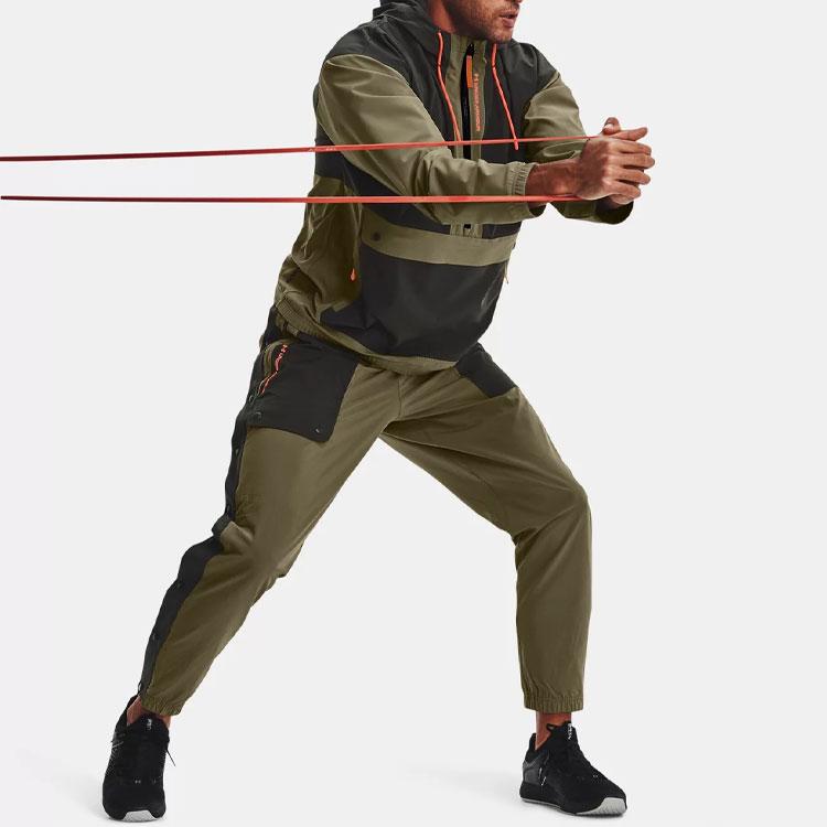 Under Armour Popover Woven Training Color Block Hoodie Men Hoodies Green 1366188-361