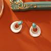 Elegant Geometric Mother-of-Pearl Turquoise Earrings Women Sterling Post With Real Gold Plating 2025