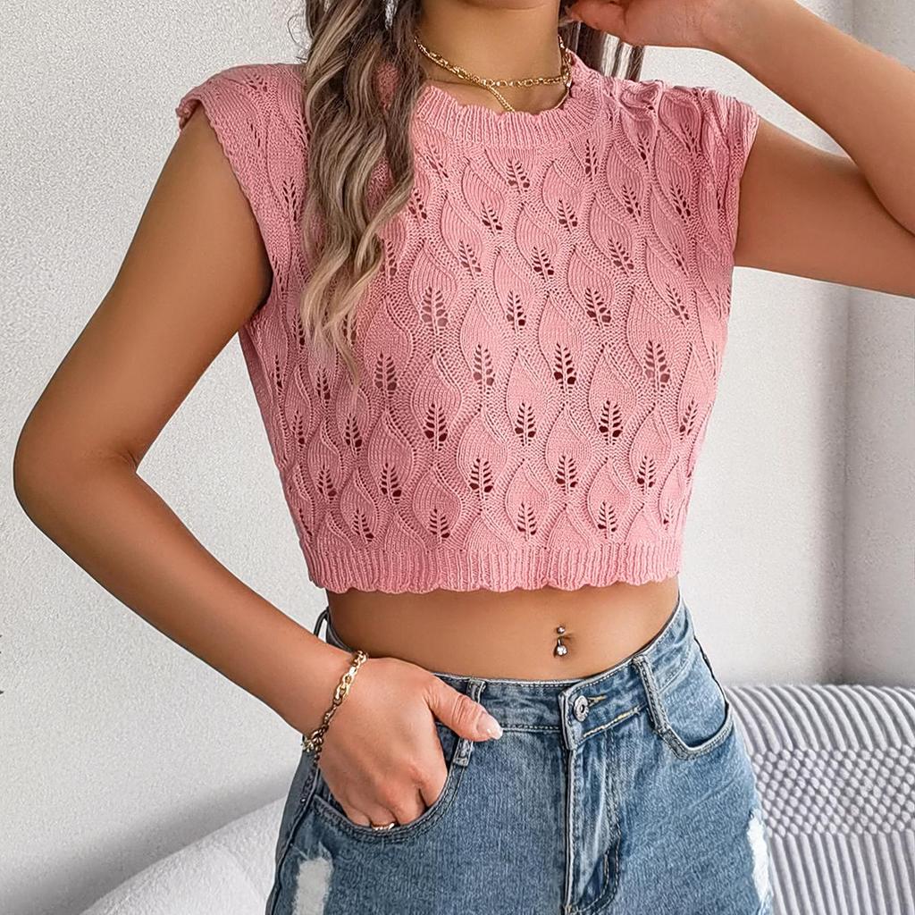 Damen T-Shirt mit V-Ausschnitt, ärmellos, einfarbig, für Damen, T-Shirt, Street-Strickmode