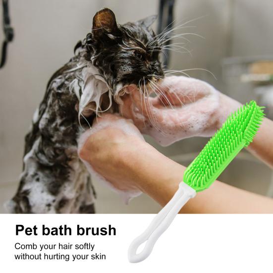 Yousheng štětec na koupání pro domácí mazlíčky s dlouhou rukojetí z měkkých gumových štětin Pohodlná masážní kartáč na péči o zvířata
