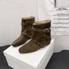 Retro rivet belt decorative short boots women's autumn new flat bottom square head thin boots temperament versatile fashion boots