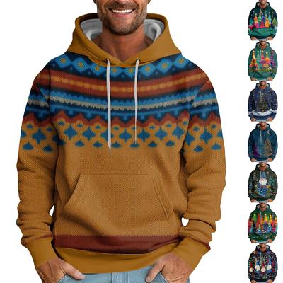 Vianočná potlač voľná pánska mikina s kapucňou