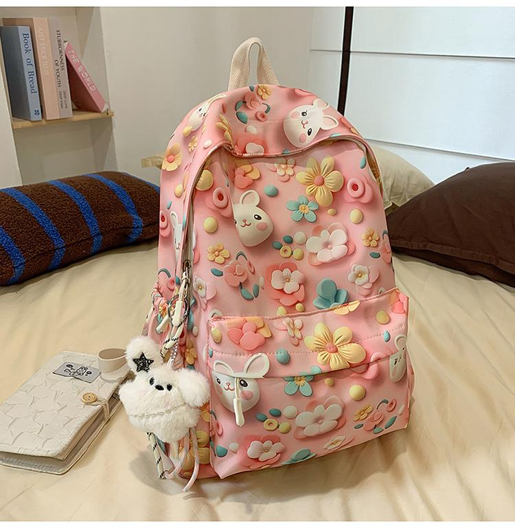 School Bag High Value Printing Cartoon Back Large Capacity Junior High School Students Cute Casual Light Versatile