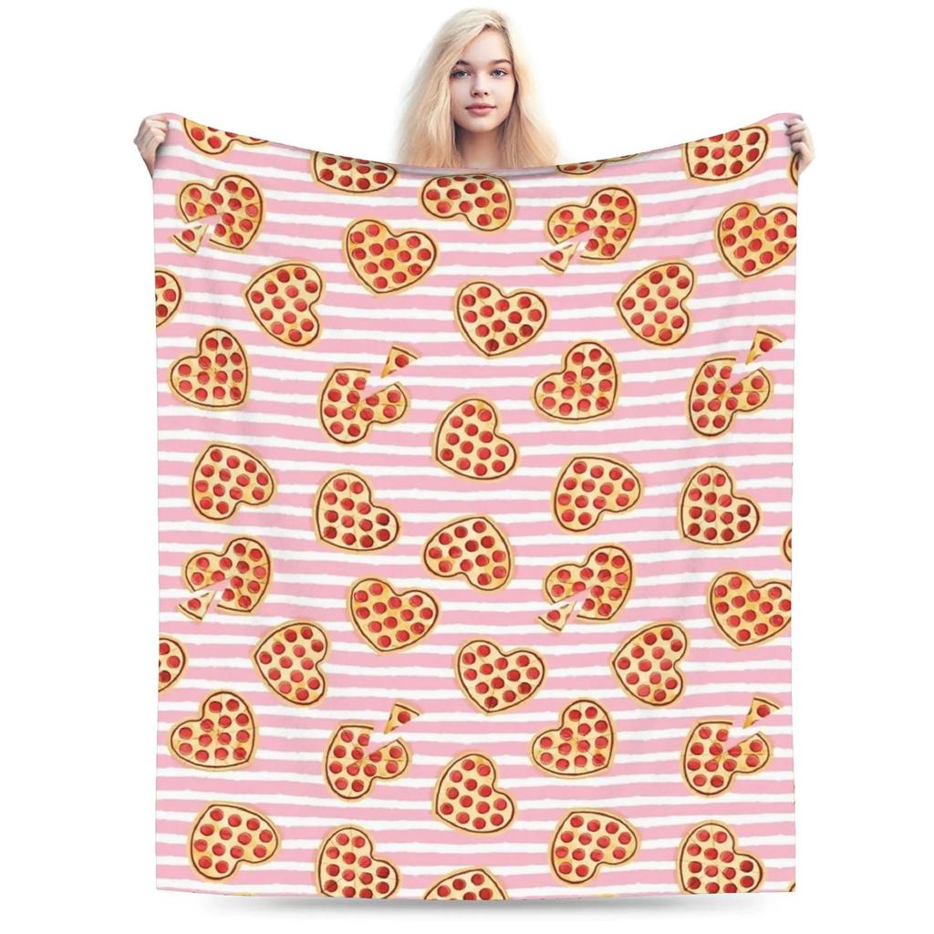 Cool Fun Pepperoni Pizza and Slices Graphic Throw Blanket  Soft Warm Quality for Kids Boys Girls Bedspread for Spring Outdoor Us