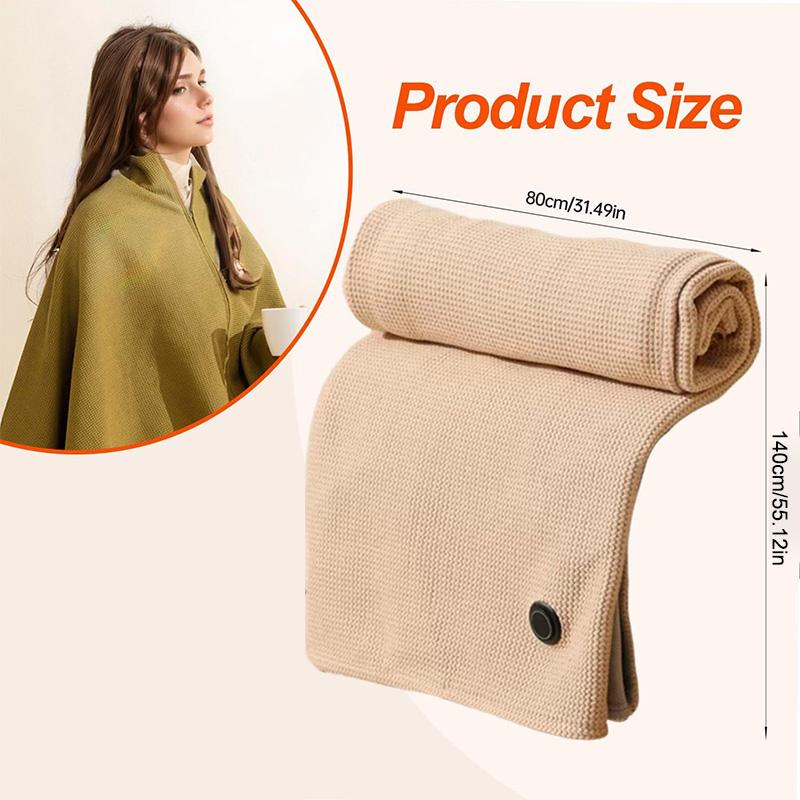 Winter Usb Electric Heated Blanket Wearable 3 Heating Level Heated Shawl Portable Body Warmer Blanket For Home Office Sofa Shawl