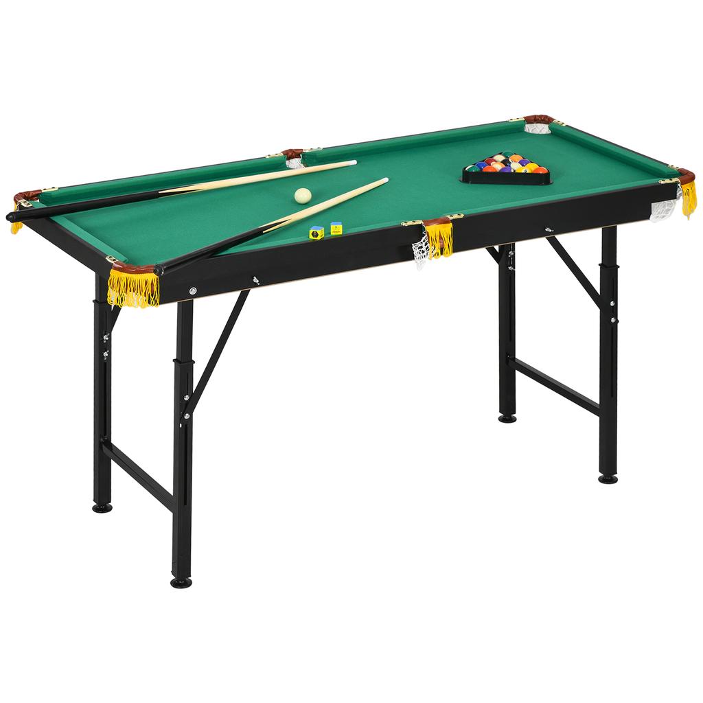 Table de billard, pliable, réglable en hauteur, incl. Triangle/2 Queues/16 Billes, Vert