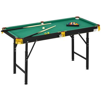 Pool Table, Foldable, Height-adjustable, Incl. Triangle/2 Cues/16 Balls, Green