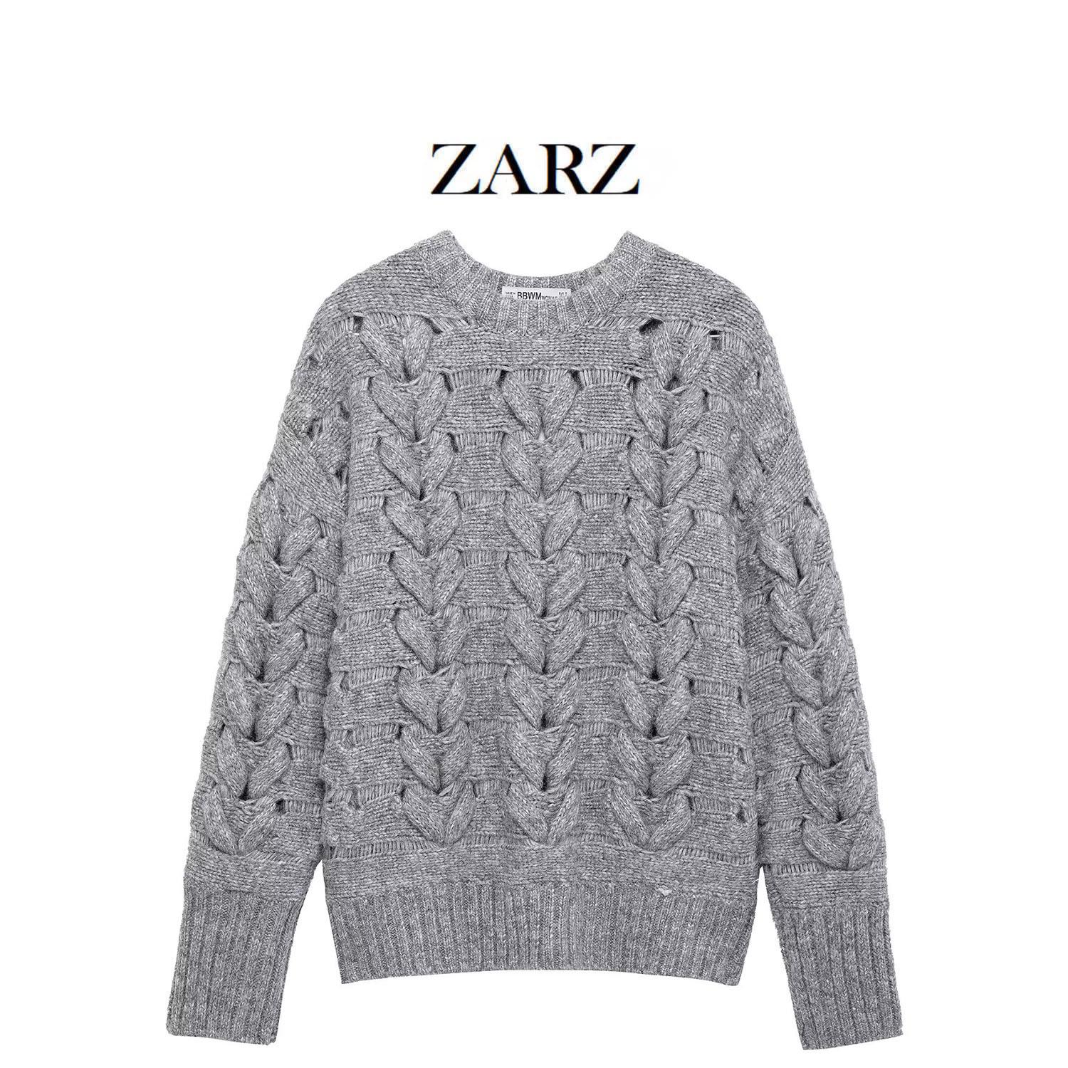 

ZARZ Women s Classic European & American Style Twist Knitwear 3653119 Small серый