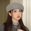 Korean Casual Bow Beret Women's Autumn and Winter New Style Face-showing Small Pumpkin Hat Warm and Versatile Octagonal Bud Hat