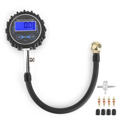 Manomètre numérique LCD 200 PSI Caoutchouc Métal Universel pour Motos Voitures Camions