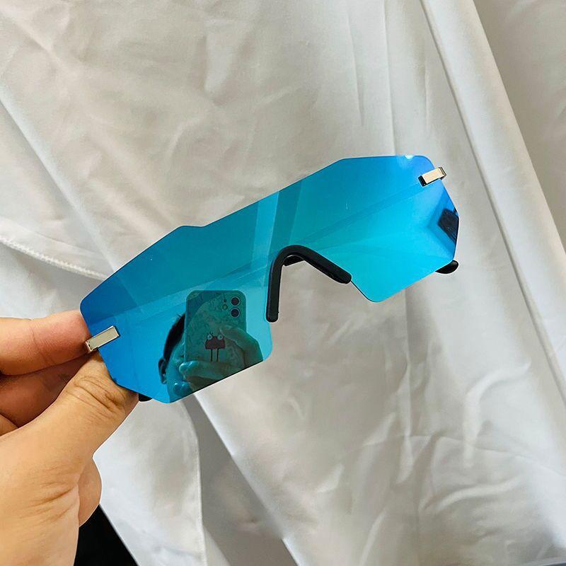 Oversize Metal Reflective Film Rimless Sunglasses Unisex Ocean Film Shades UV Protection Eyewear for Men Women