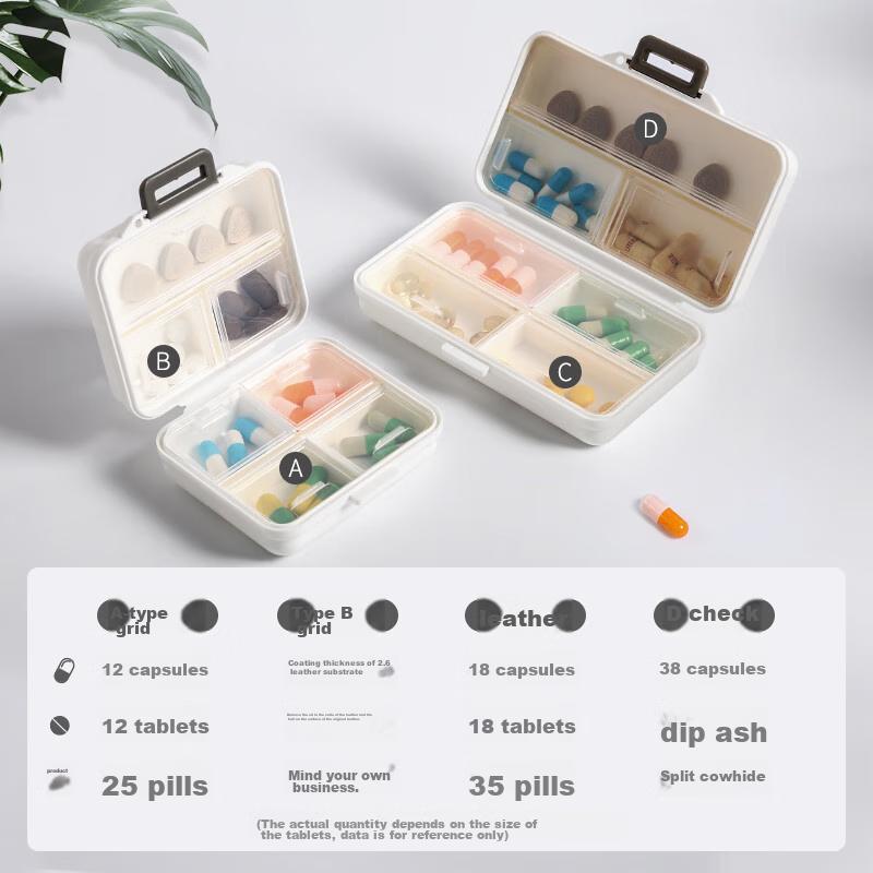 Etravel Portable Pill Organizer, Large Capacity Medicine Box, Pill And Jewelry Case, 7-Day Extended 7-Compartment Rectangular Pill Case