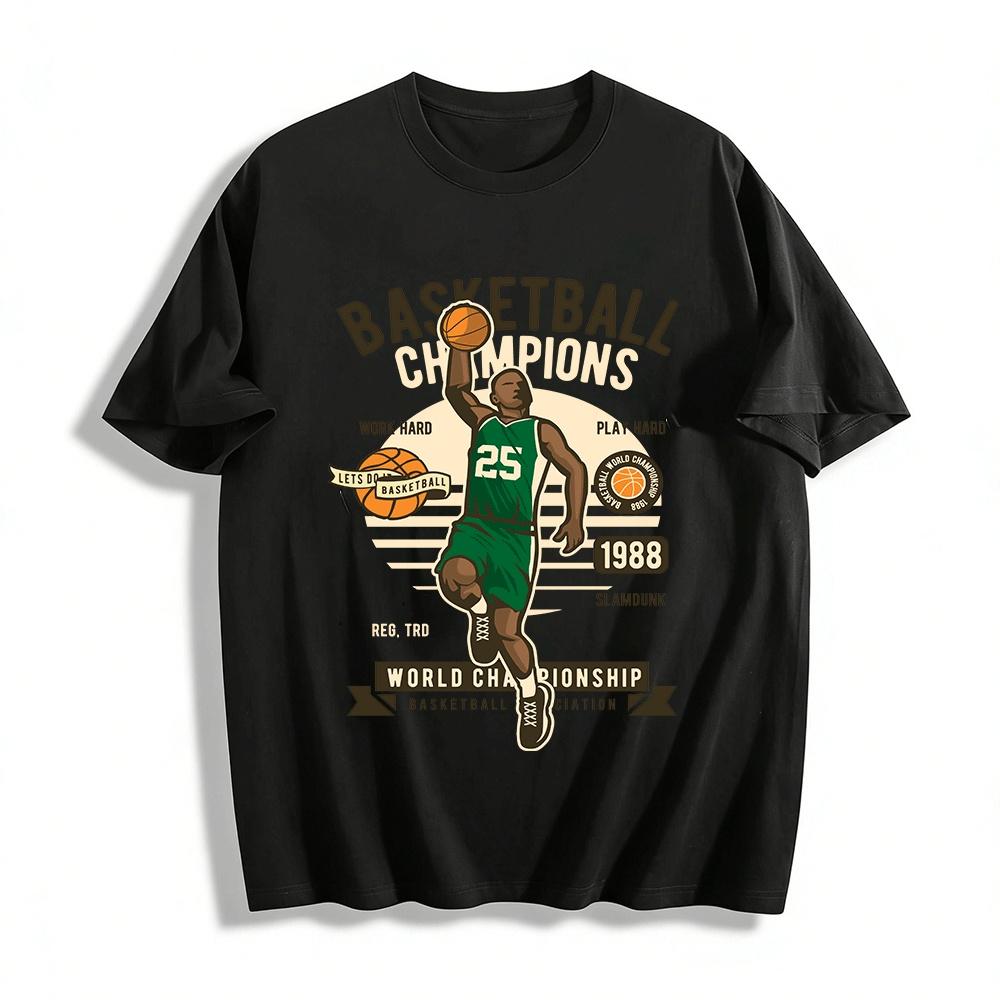 

Vintage 1988 Basketball World Championship Dunk Graphic Tee Pure cotton T-shirt XXS