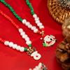 Collier clavicule perles nacrées imitation de Noël, Style festif empilé avec un collier Père Noël Cerf