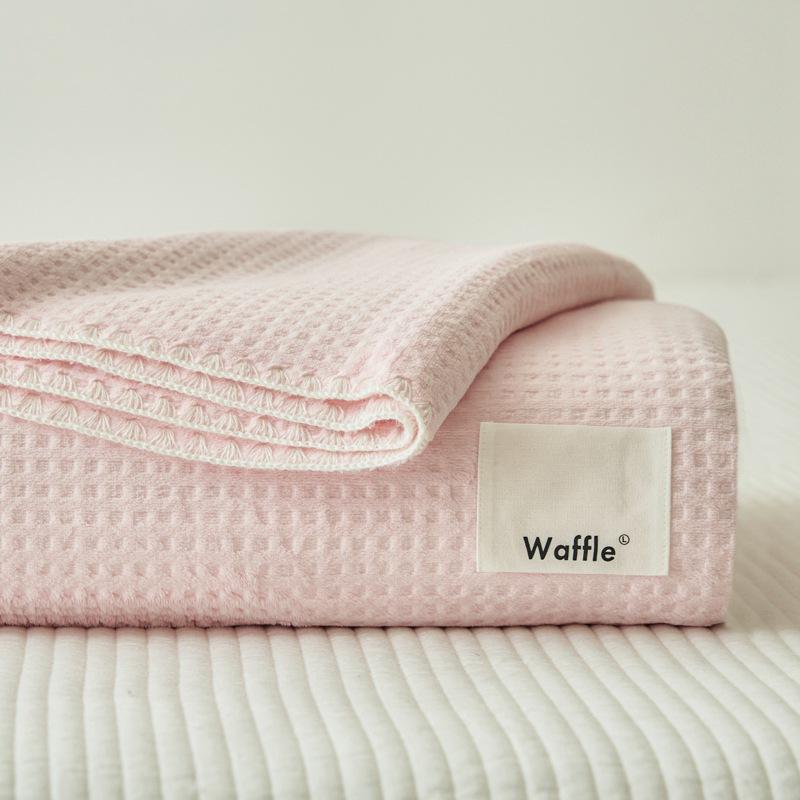 Waffle Blanket Office Sofa Nap Leisure Blanket Milk Velvet Solid Color Summer Double Layer Shawl Blanket