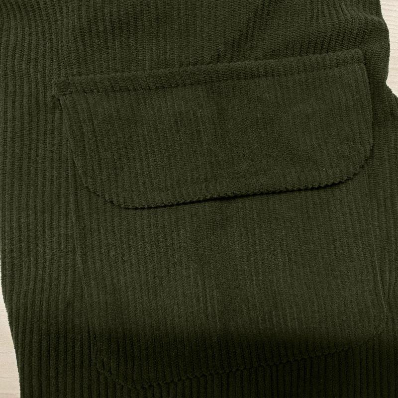 Men S Corduroy Flight Jacket Casual Stand Collar Long Sleeve Multi Pocket Solid Color