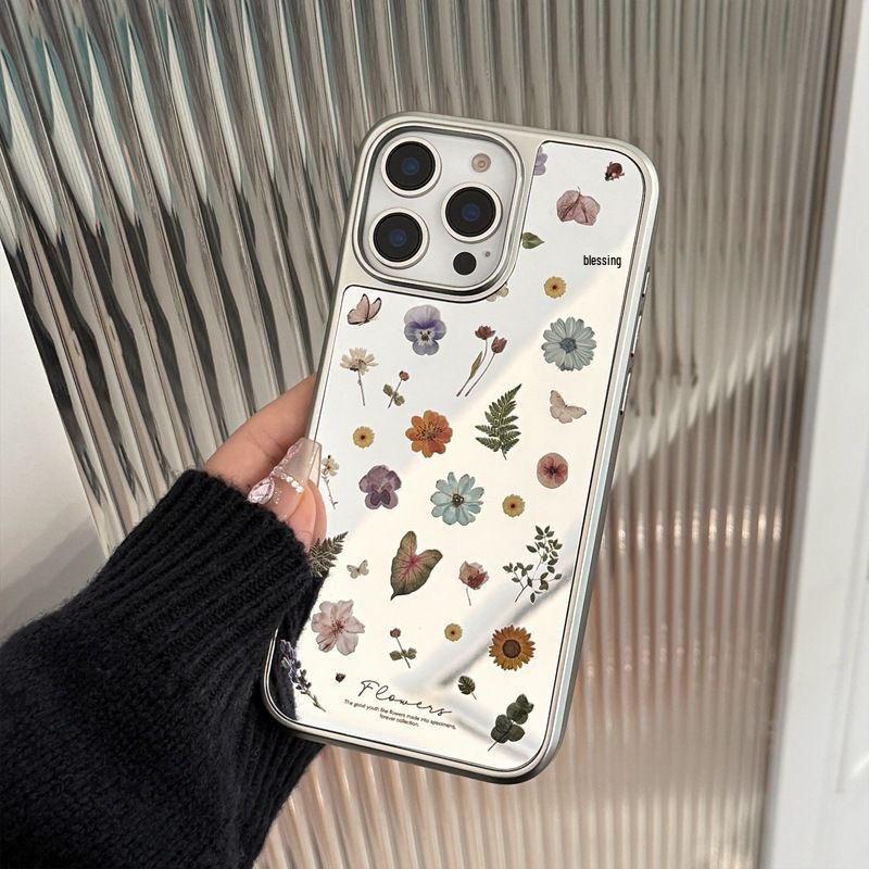 Fresh Flower Electroplated iPhone 15 Pro Max/14 Mirror Hard Shell Case