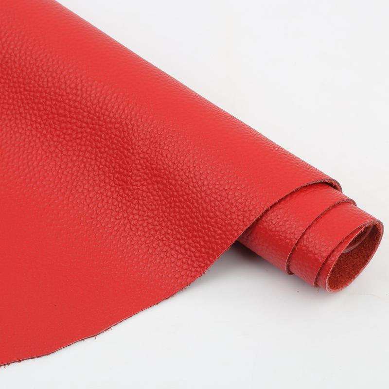 Genuine leather, big red lychee patterned top layer cowhide, whole sofa leather, car seat headboard leather fabric