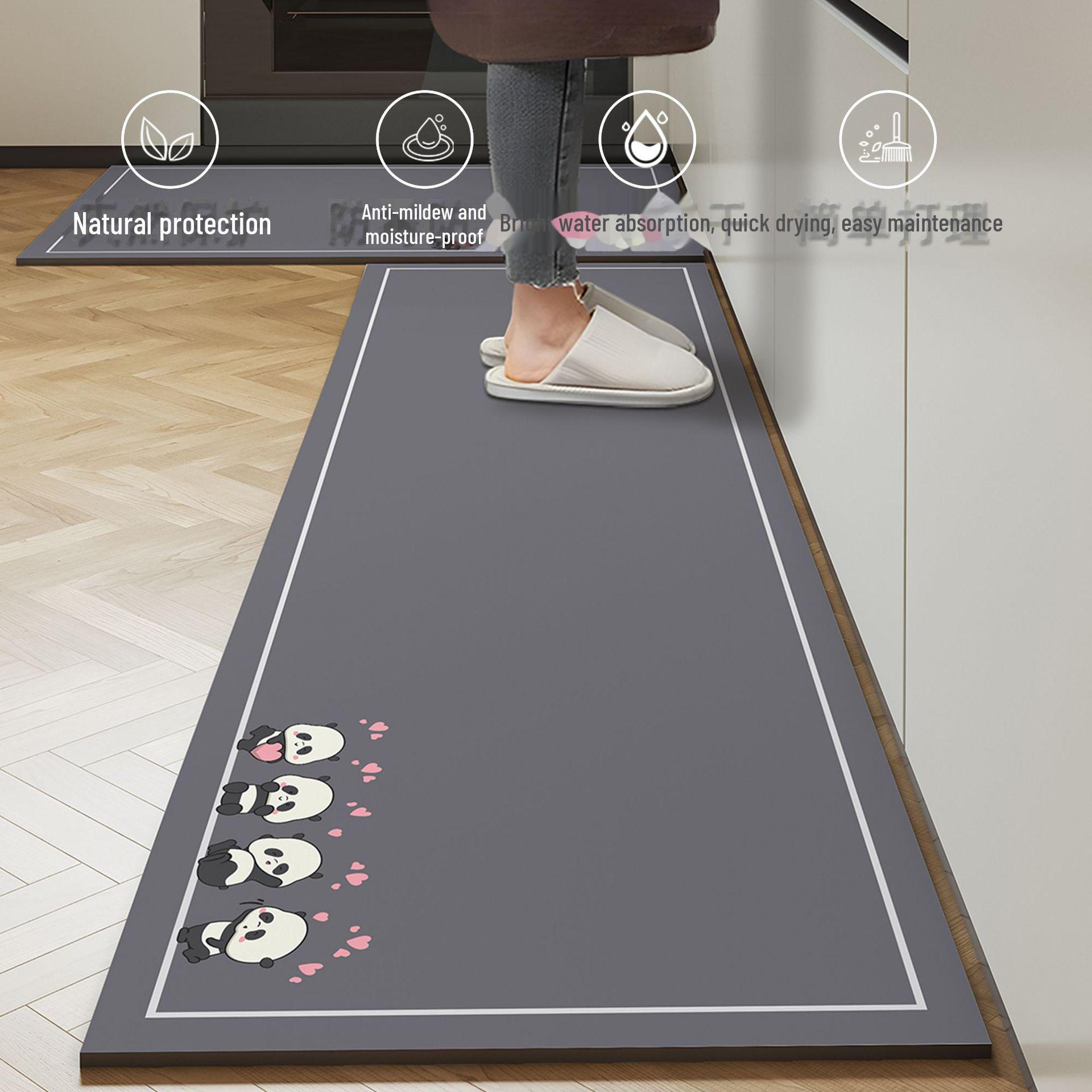 

Нескользящий коврик для кухни, впитывающий масло, устойчивый к грязи и износу, простая в уходе подложка для ног с диатомовой грязью. 60x120cm