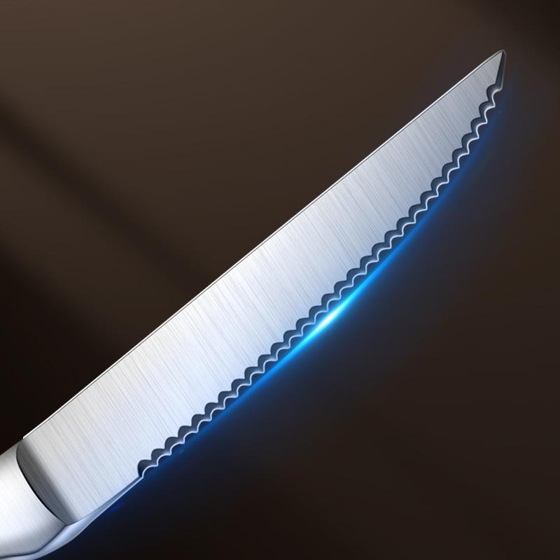 Stainless Steel Serrated Steak Knife Steak Knife Household Knife Cutting Steak Special Knife and Fork Set Western Tableware