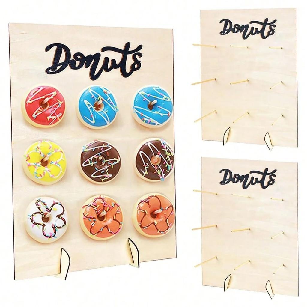 Hölzerner Donut-Ständer Hochzeitsdekoration Wand Dessert Donut Tischhalter Hochzeitsbedarf Kinder Mädchen Geburtstagsparty Babyparty