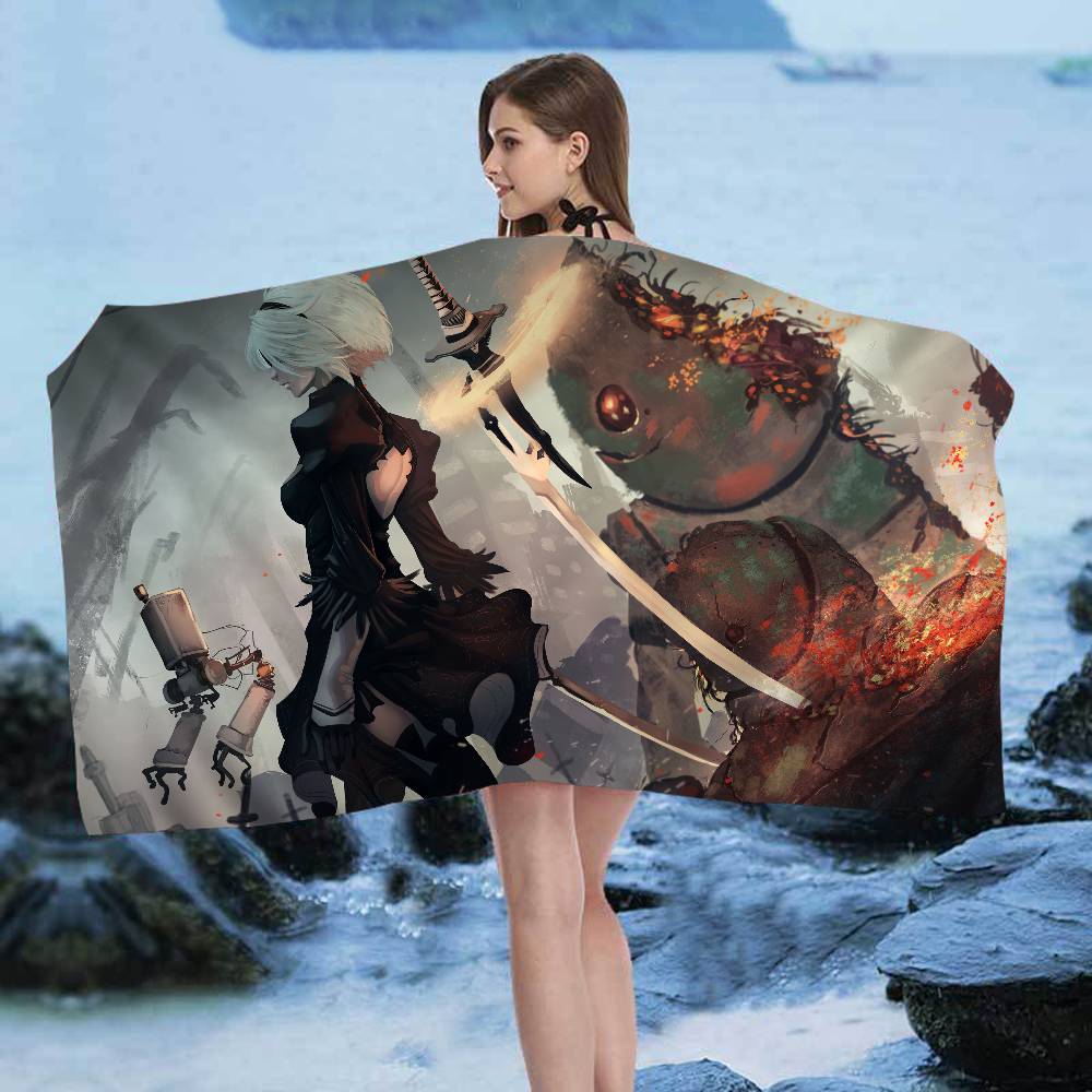 Game Nier Automata Anime Beach Swimming Towel Soft Absorbent Washcloth Children's Gifts for Kids Travel Camping Gym