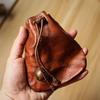 1Pcs Soft Texture Pu Leather Retro Drawstring Key Case Coin Purse Handmade Coin Key Bag Multifunctional Storage Bag