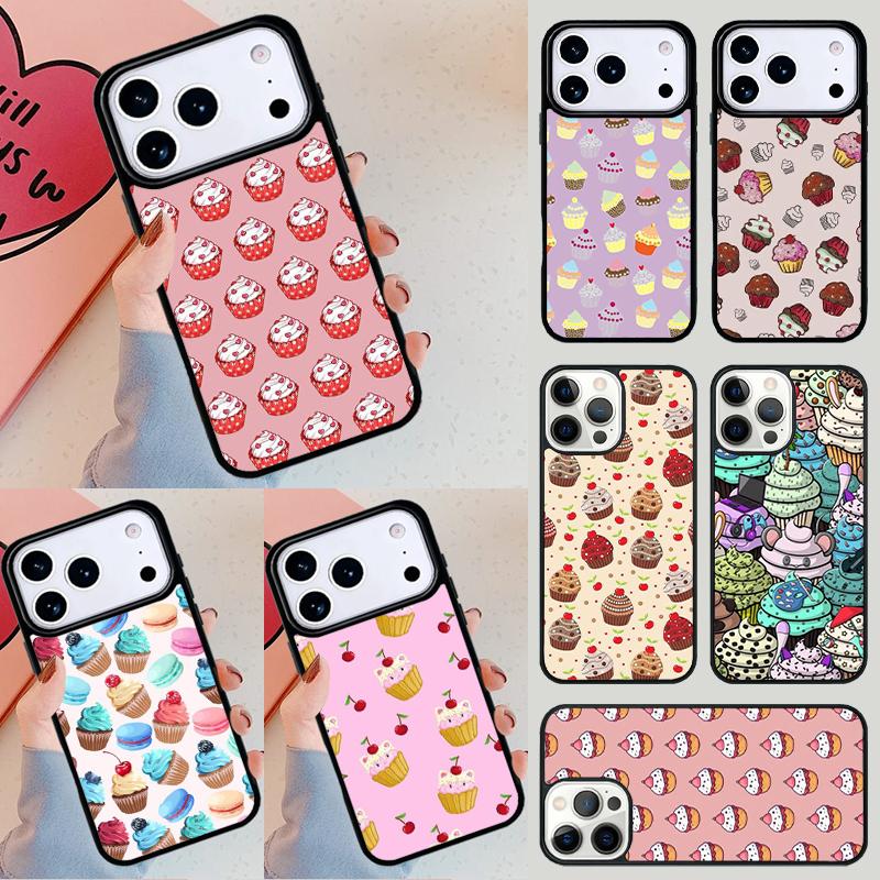 Cupcake Cartoon Pattern Phone Case For iPhone 17 Air 14 15 13 12 Max Cover For Apple 14 15 16 16e 11 Pro Max Plus Coque