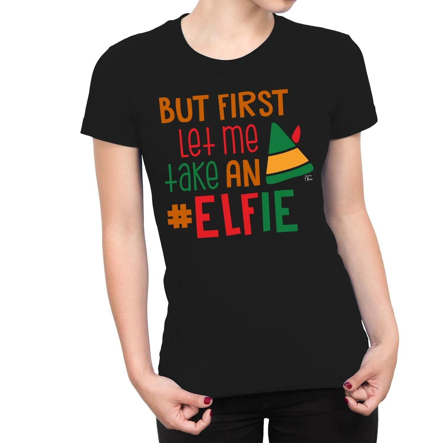 1Tee Womens Christmas Elfie T-Shirt S