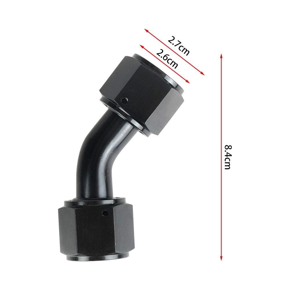 AN4/AN6/AN8/AN10 Unión Hembra a Hembra Recta 0°/45°/90° Grados Adaptadores de Racor Giratorio para Extremo de Manguera Aluminio Anodizado Negro