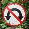 Vintage No UTurn Traffic Sign Metal Wall Decor Rustic Garage for Man Cave Cafe Decoration Red White Retro Roadside Art