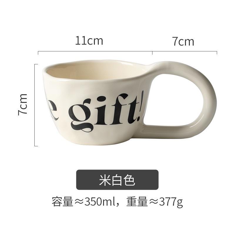

Hand-Squeezed Happy Creative English Mug, Ceramic Cup Household Drinking Cup Personalized Breakfast Cup Coffee Cup 350ml